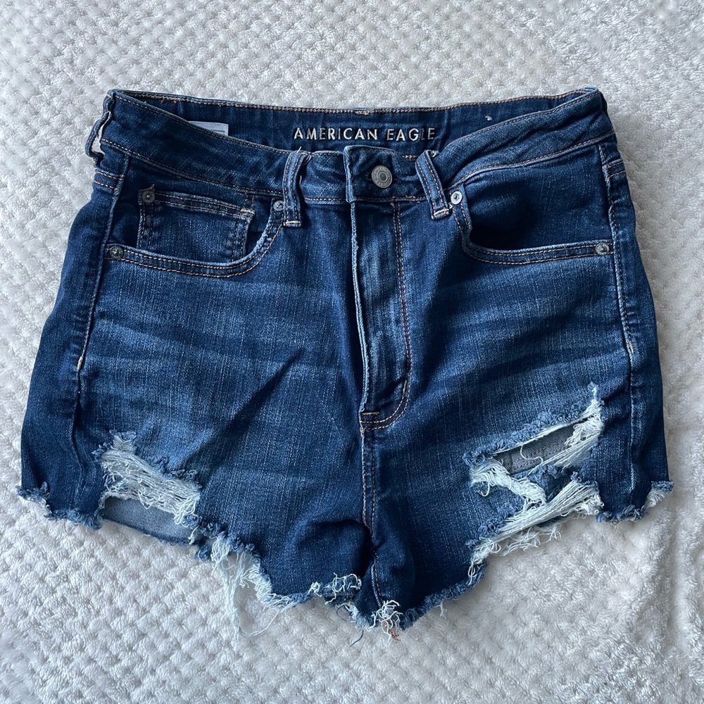 American Eagle Super Stretch High-Rise Distressed Denim Shorts